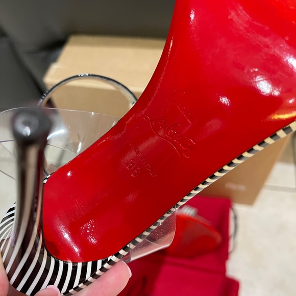 CHRISTIAN LOUBOUTIN JONATINA 100 STRIPES HEELS - Picture 8 of 9